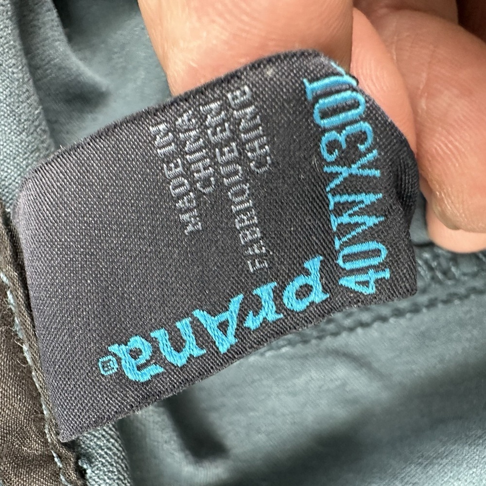 Prana Zogger Cargo Pants Men 40x30 Blue Teal Joggers Belted Nylon Stretch Hiking - Picture 10 of 14